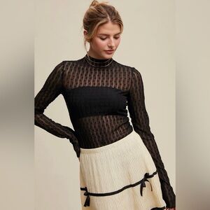 Semi Sheer Textured Lace
Long-Sleeve
Layering Top